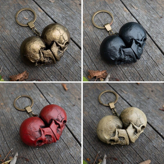 💕Unswerving till death-☠️Anatomical Skull Red Heart  Pendant Keychain☠️