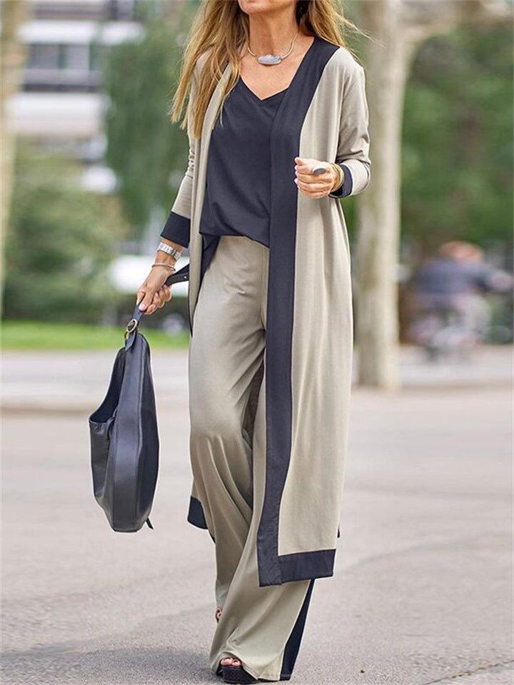 🔥 Stylish Casual Womenswear 💖 3 Piece Set (Soft Vest, Long Sleeve Cardigan Top + High Waisted Pants)