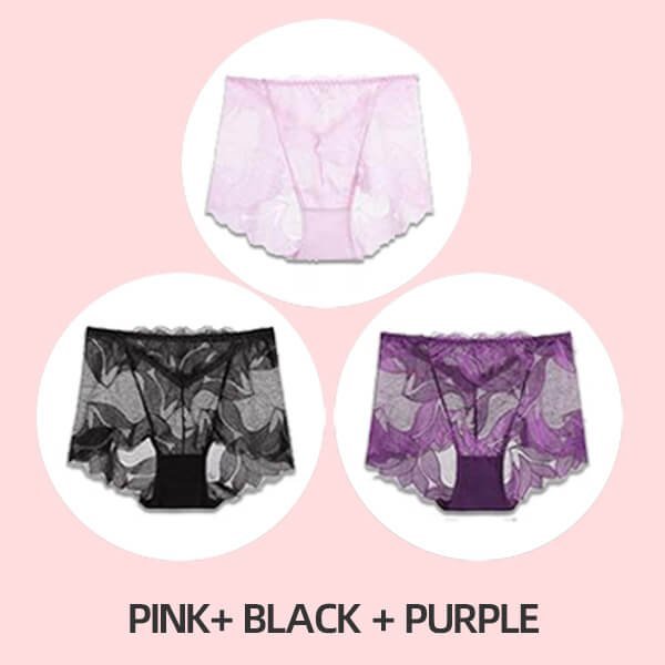 💝Hot Sale 💝-Ladies Silk Lace Handmade Underwear Pack (Buy 2 Get 1 Free)