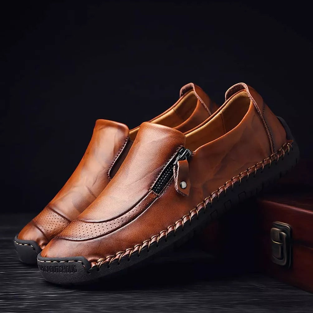 🎉Mens Handmade Side Zipper Casual Comfy Leather Slip On Loafers