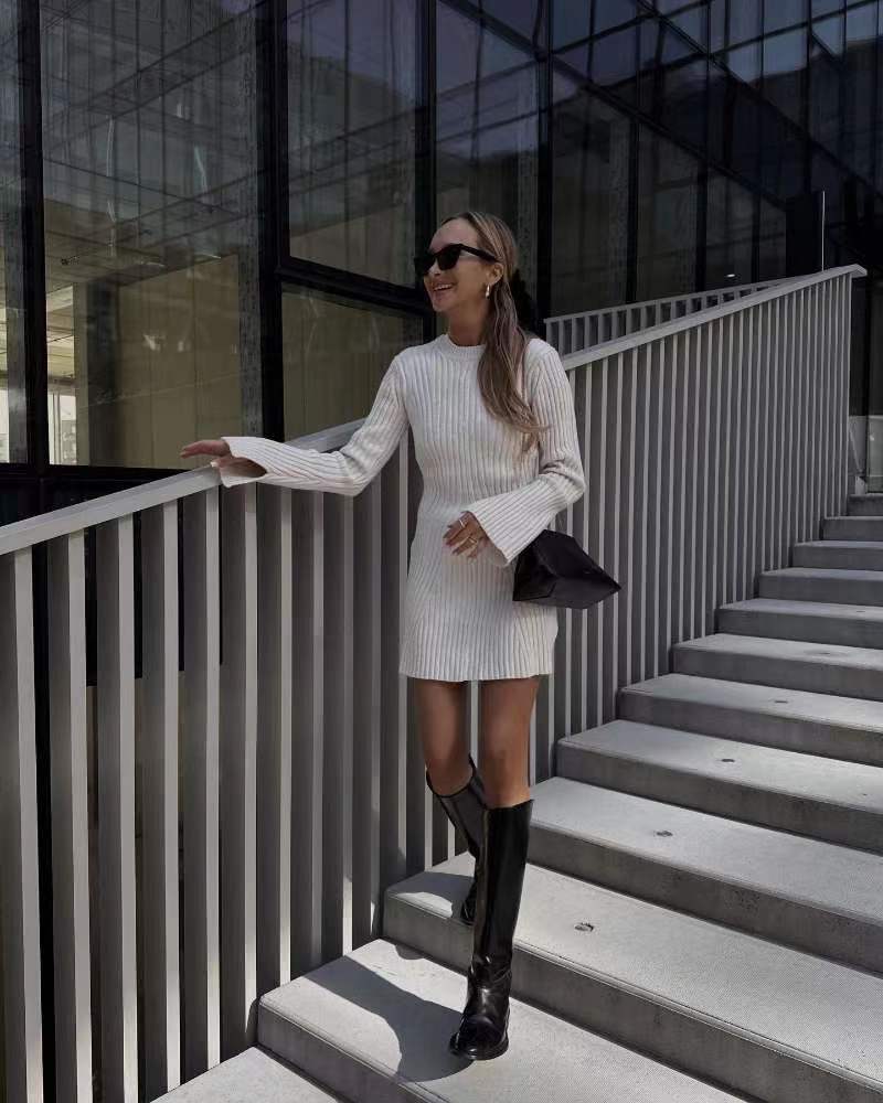 Long Sleeves Dress with Flared, Slit Cuffs (Buy 2 Free shipping)