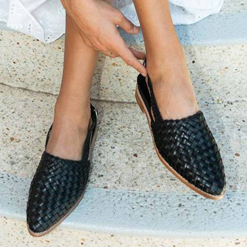 Women Chic Braided Upper Buckle Strap Flat Heel Sandles