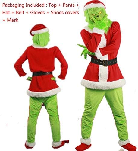 Adult Green Monster Costume 7PCS Christmas Costume Set(Including Mask)
