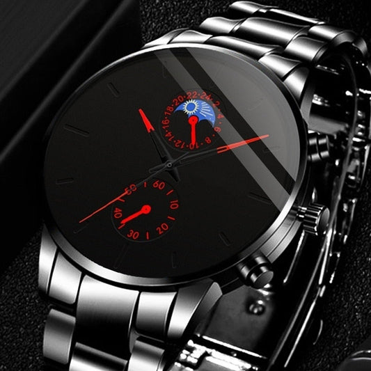 Luxury Classic Black Stainless Steel Analog Quartz Wrist Watch