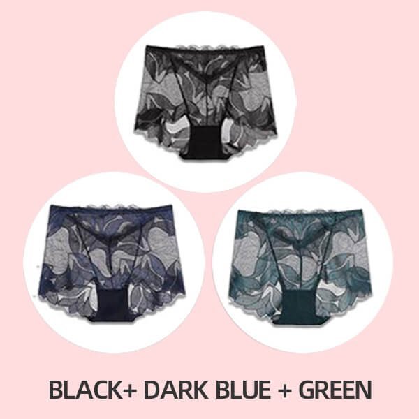 💝Hot Sale 💝-Ladies Silk Lace Handmade Underwear Pack (Buy 2 Get 1 Free)