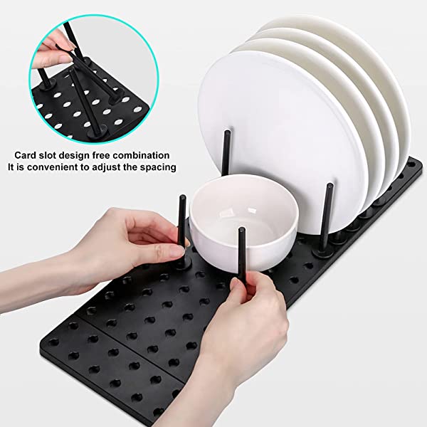 Kitchen Drawer Type Adjustabl Retractable Non-slip Drain Bowl Rack