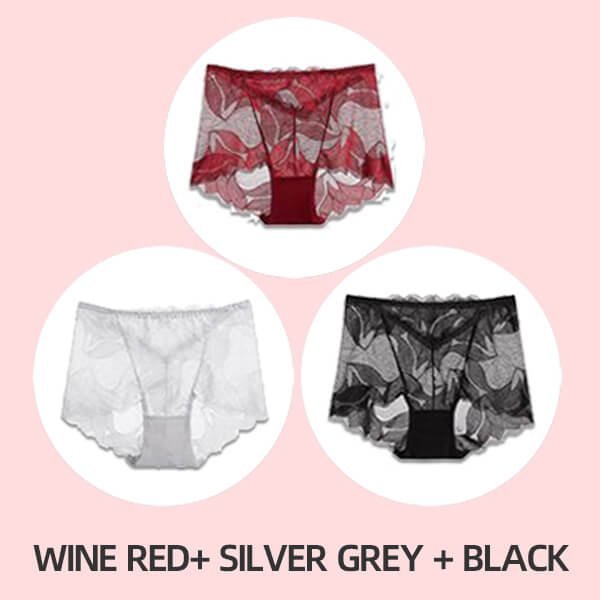 💝Hot Sale 💝-Ladies Silk Lace Handmade Underwear Pack (Buy 2 Get 1 Free)