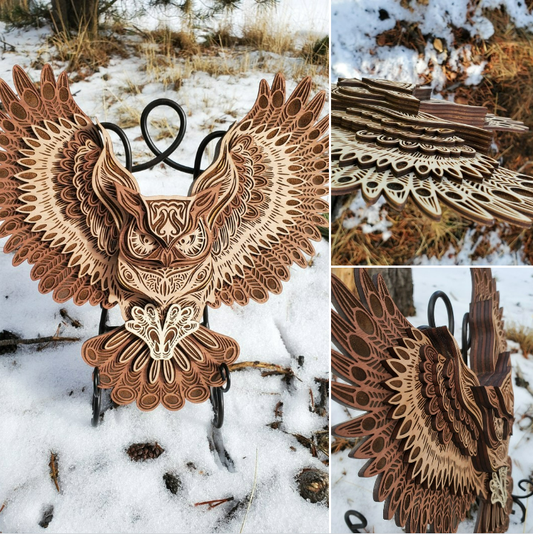 🦉3D Owl wood wall hanging-Perfect gift for owl lovers🎁