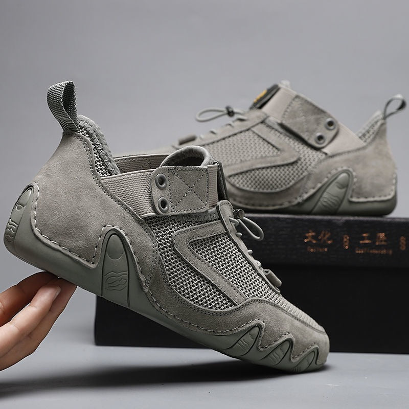 2023 New Men's Summer Mesh Leather Italian Hand-Sewn Shoes