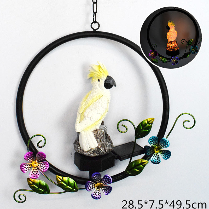 Solar Owl Garden Decorations LED Owl Hanging Ring Statue Retro Metal Waterproof for Outdoor