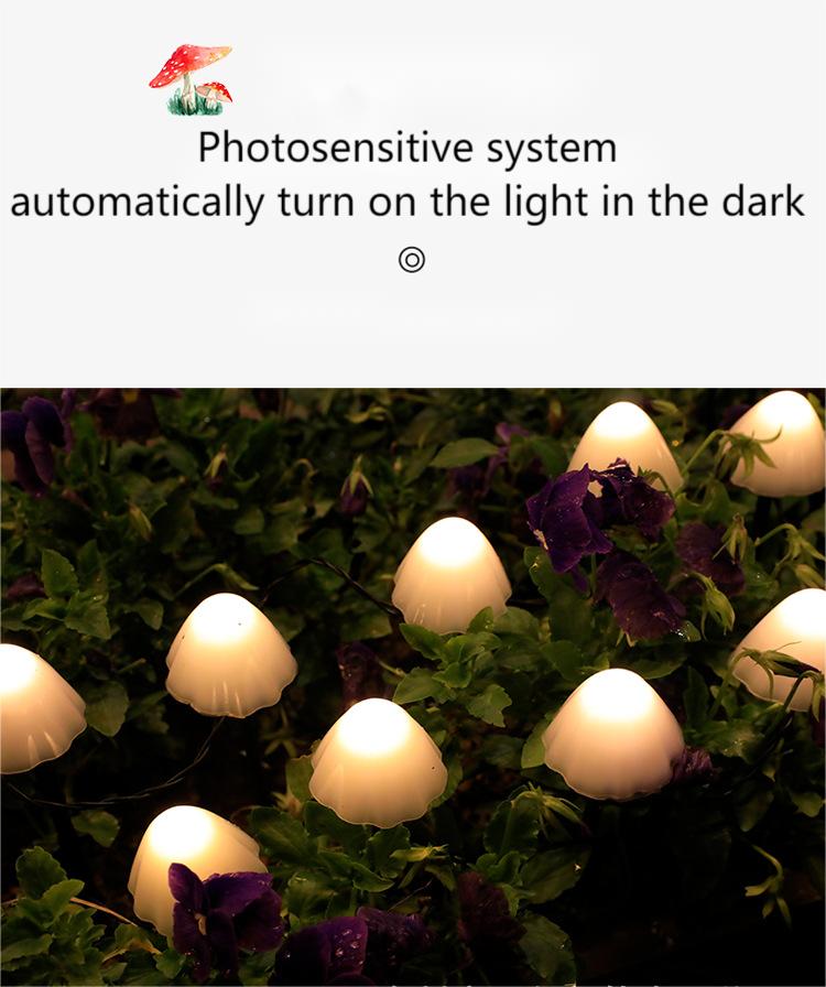 8 Functions - 12-20 Pieces Set of Four Colors/Warm White Mini Mushroom Solar Lights
