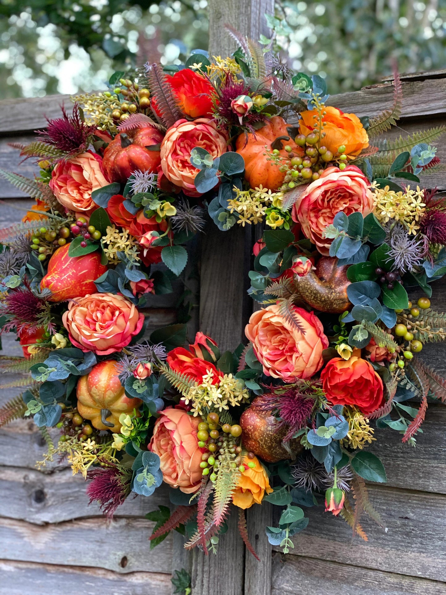 🔥Last Day 49% OFF🔥Fall Peony and Pumpkin Wreath - Year Round Wreath