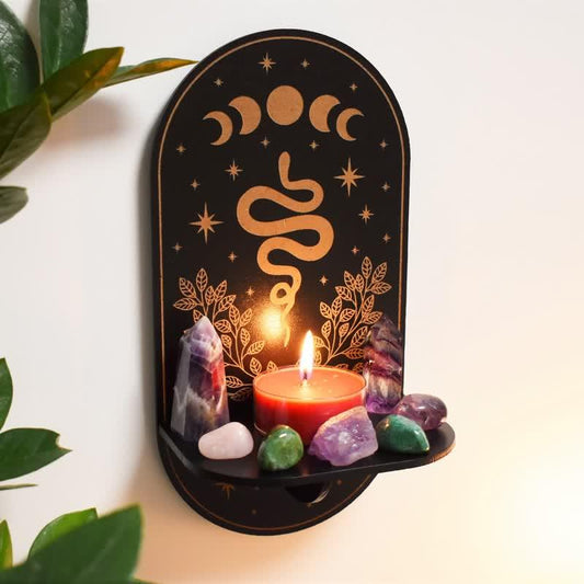 Snake Moon Phase Altar Crystal Shelf