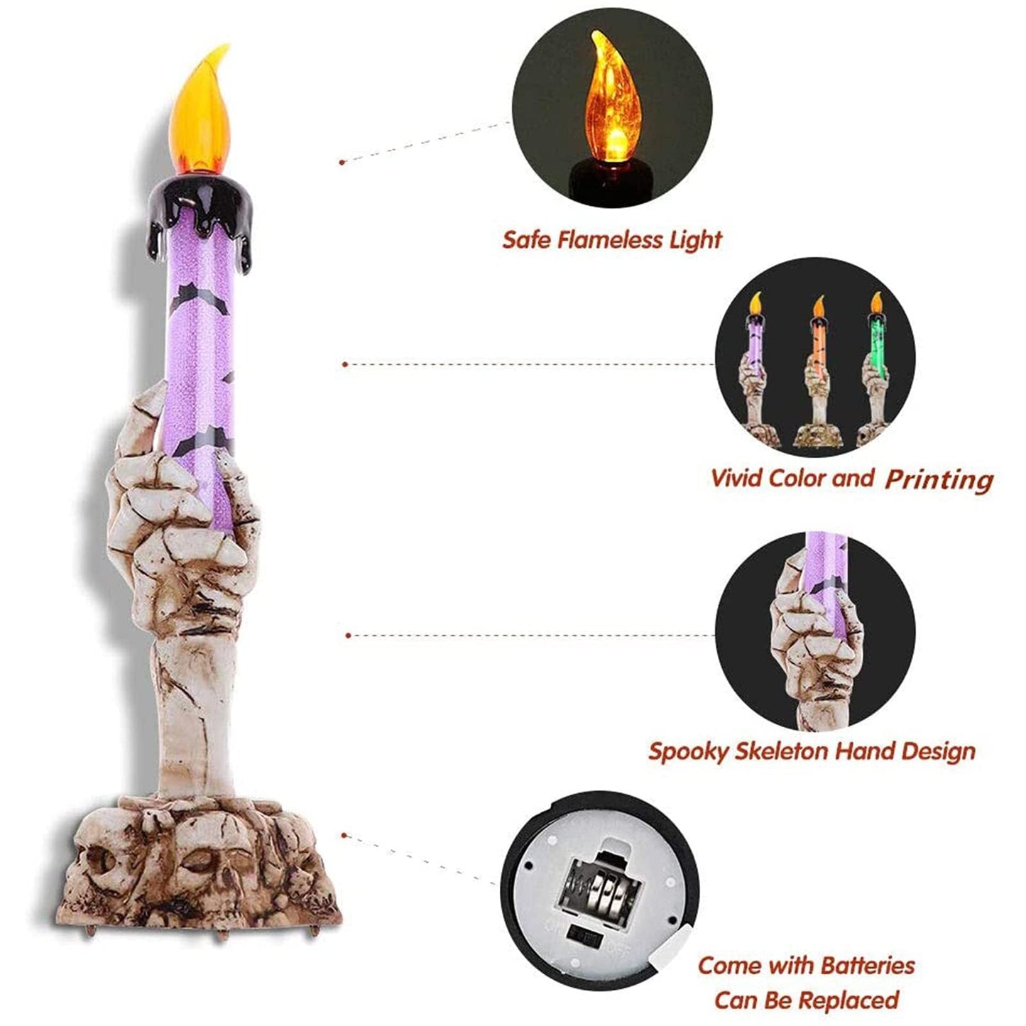 Halloween Ghost Hand Electronic Skull Candle
