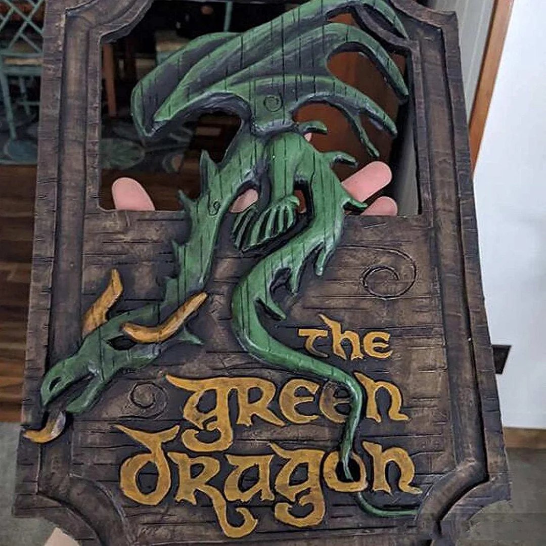 The Prancing Pony & The Green Dragon Pub Signs Set Handmade Bar Style