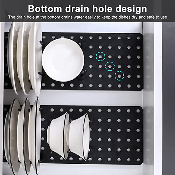 Kitchen Drawer Type Adjustabl Retractable Non-slip Drain Bowl Rack