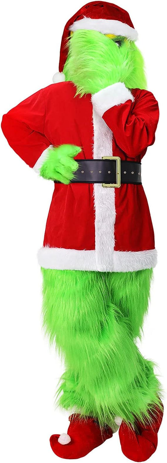 Adult Green Monster Costume 7PCS Christmas Costume Set(Including Mask)