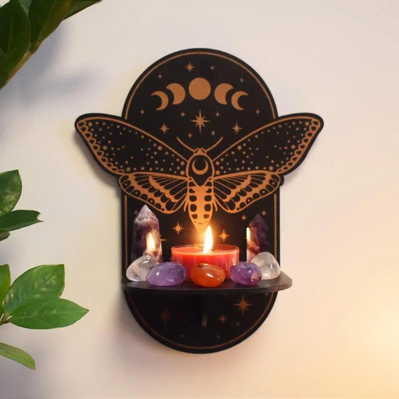 Magical Moth Moon Altar Crystal shelf