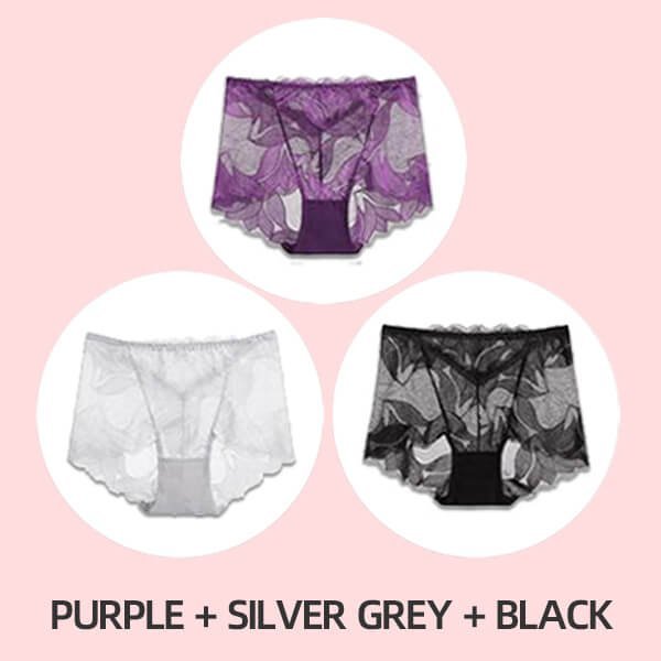 💝Hot Sale 💝-Ladies Silk Lace Handmade Underwear Pack (Buy 2 Get 1 Free)