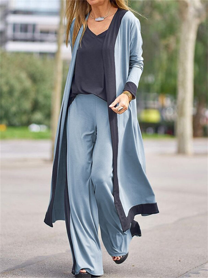 🔥 Stylish Casual Womenswear 💖 3 Piece Set (Soft Vest, Long Sleeve Cardigan Top + High Waisted Pants)